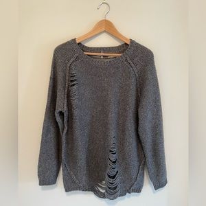 Gray sweater with cutouts to add a little flair to your fall wardrobe, size M